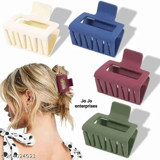 Plastic Hair Clutcher for Women & Girls, Pack of 4 (Multicolor)