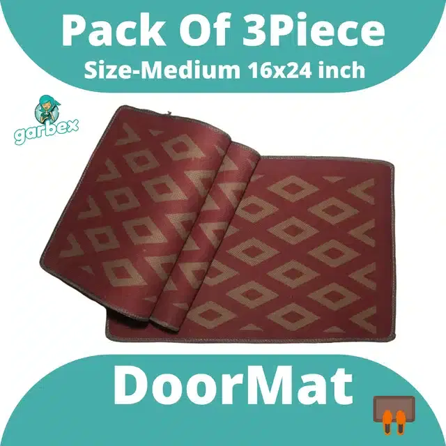 Doormat For Kitchen and Bathroom, Red, 16x24 inch, Pack Of 3, Sc-14