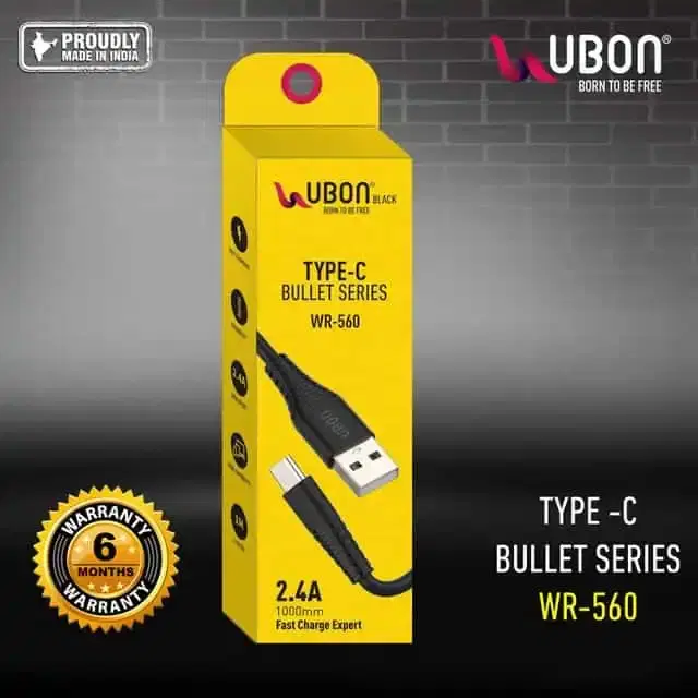 UBON Type C Charger Cable WR560 3ft., 1.2m Color may vary, 6 Months Warranty