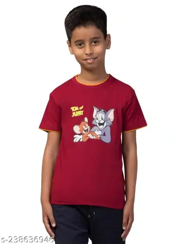 Half Sleeves T-Shirt for Kids (Maroon, 2-3 Years)