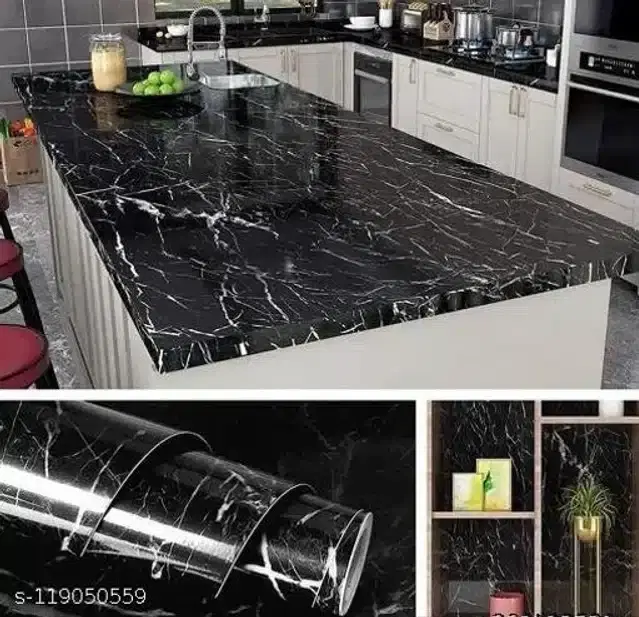 Waterproof Marble Wallpaper, Black & White, 60x200 Cm
