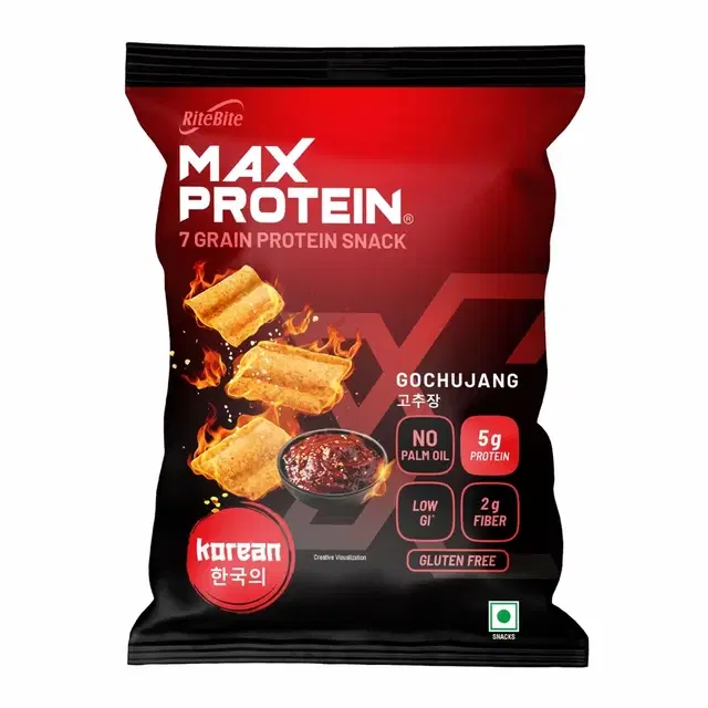 Ritebite Max Protein Korean Hot Gochujang 5 g Protein Chips 30 g Pouch