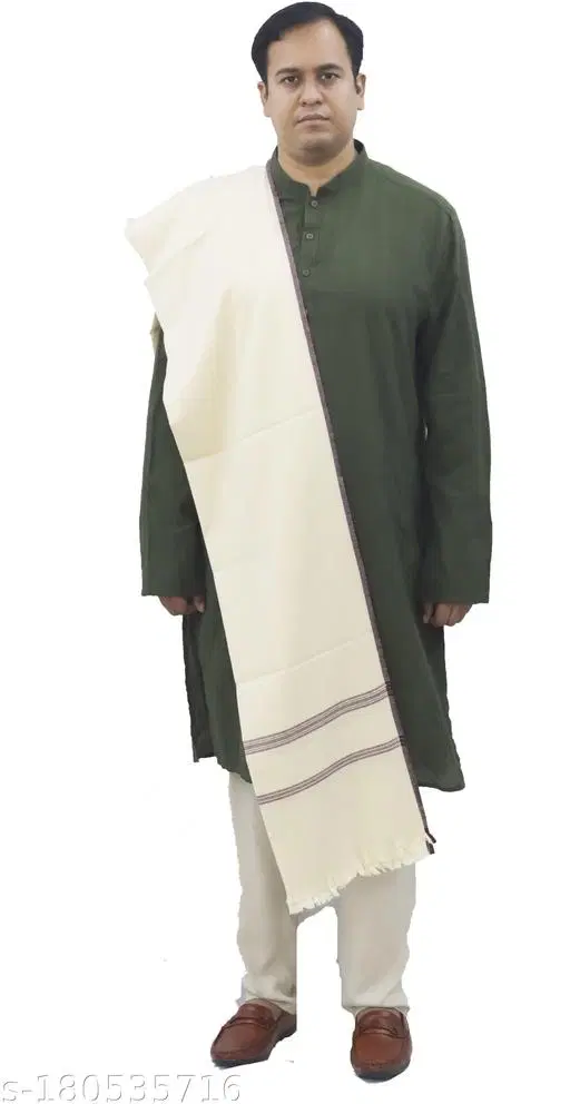 Kavim White Wool Self Design Shawl for Women (White, Free Size)