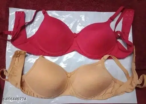 Cotton Solid Bra for Women & Girls, Multicolour, Pack of 2 (36A)