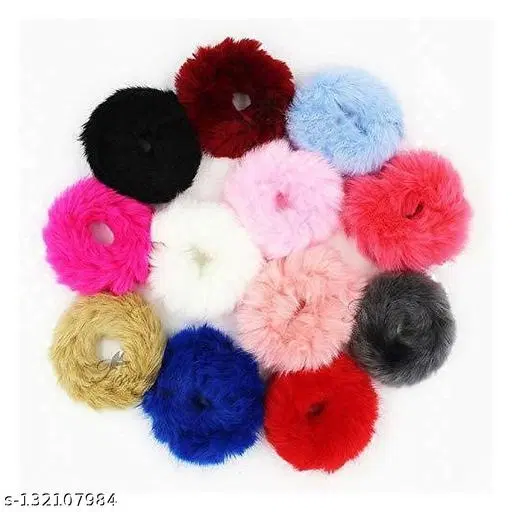 Fun Rubber Bands & Scrunchies for Women (Multicolor, Pack of 3)