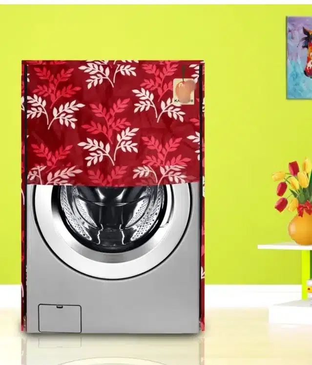 Knit Printed Front Load Washing Machine Cover, Red