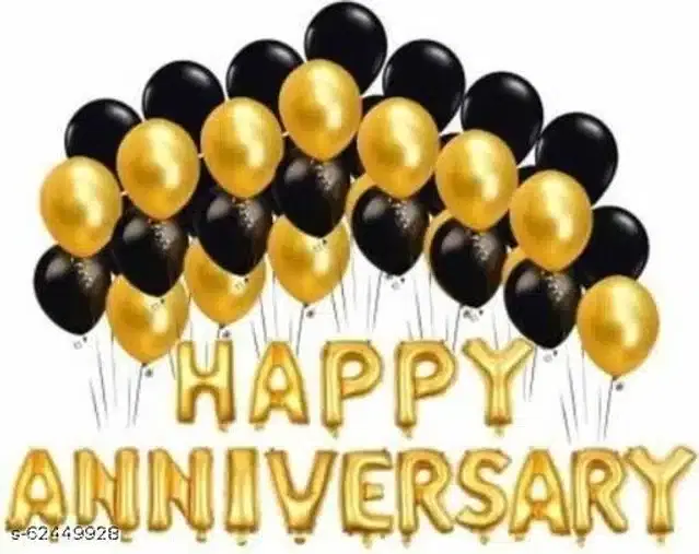 Anniversary Party Decoration Kit, Black & Gold, Set of 66