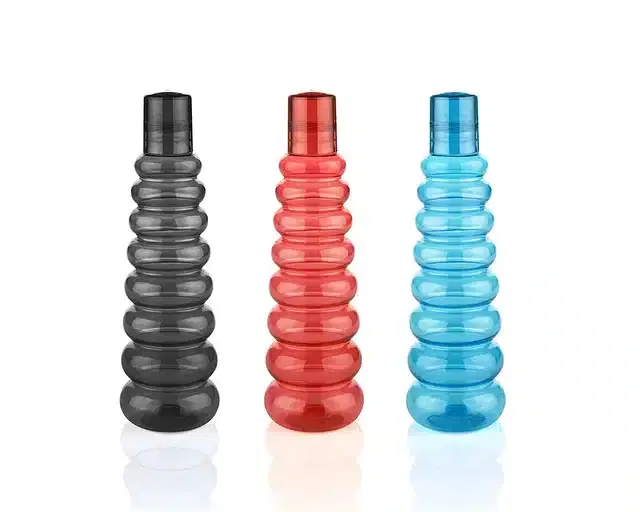 Plastic Water Bottle, Pack of 3, 1000 ml, Multicolor