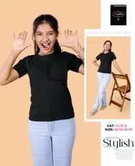 Cotton Solid Tops/Tunics for Girls, Black (30)