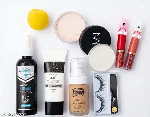 Ultimate Makeup Combo Kit | Matte Foundation, Compact Powder, Contour Stick, Primer & Setting Spray | Long-Lasting, Full Coverage, Natural Finish | Face Makeup Set for Women&Girls