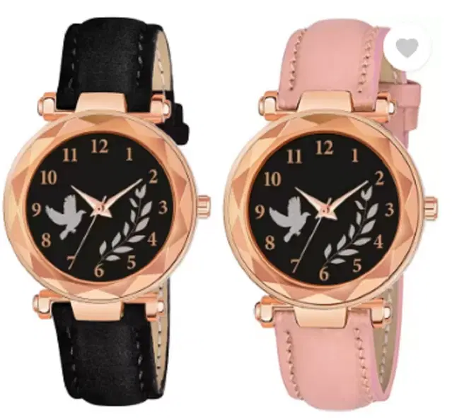Analog Watch for Women & Girls, Pack of 2 (Multicolor)
