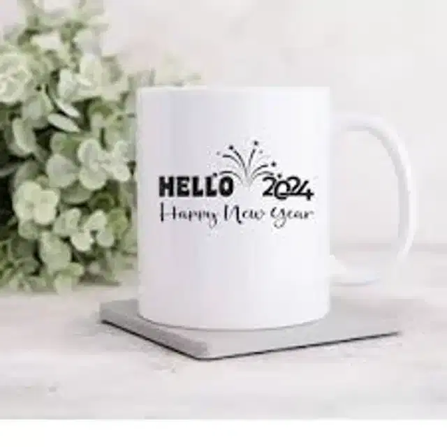 Ceremic Printed Coffee Mug, White, 350 ml