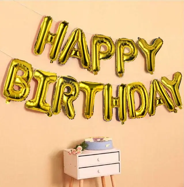 PARTYMASH Happy Birthday Letter Foil Balloon Birthday Party Supplies, Balloons For Party Decoration, Golden, Pack of 1