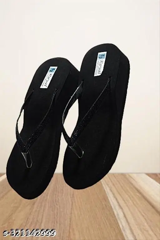 Solid Ethnic - Embellished Thong Flip-flops for Women (Black, IND-3)