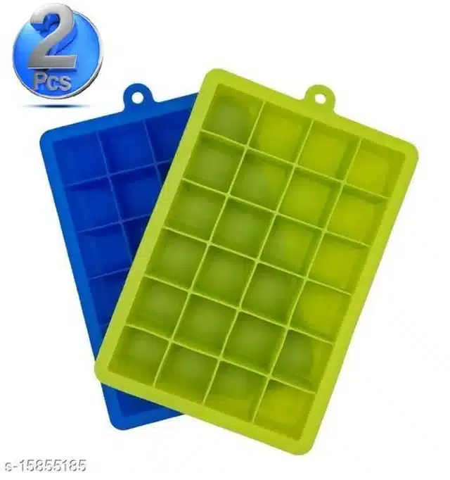 Silicone Ice Cube Maker, Green & Blue, Pack of 2