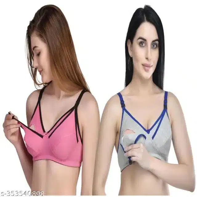 Polycotton Feeding Bra for Women, Pack of 2 (Assorted, 32C)