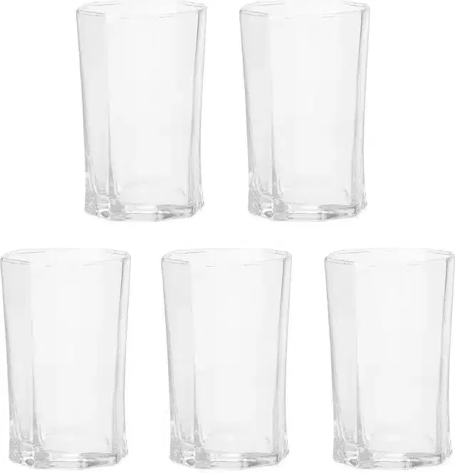 Water cum Juice Glass, Transparent, 200 ml, Pack of 5
