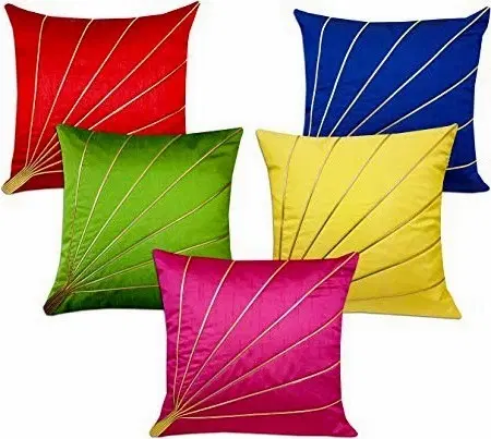 Satin Cushion Covers, Multicolor, 16x16 inches, Pack of 5