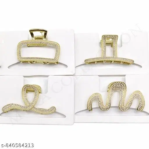 Hair Clips for Women, Pack of 4 (White)