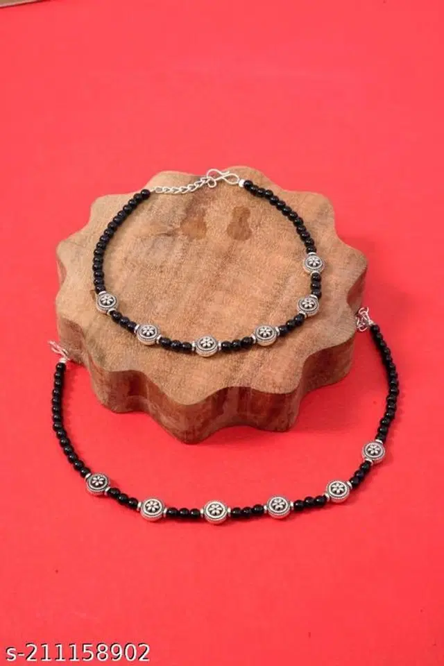 Alloy Anklets for Women, Pack of 2 (Multicolor)