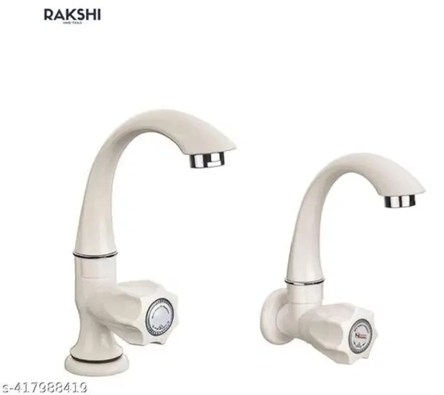 Plastic Swan Neck Tap, White, Pack of 2