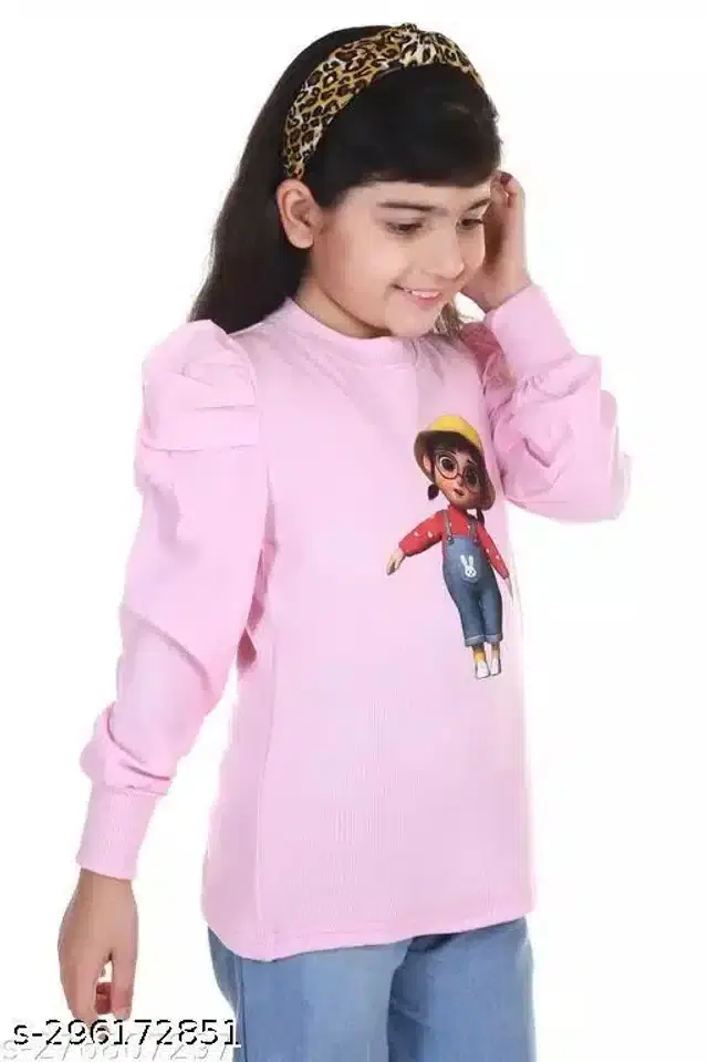 Full Sleeves Top for Girls (Pink, 5-6 Years)