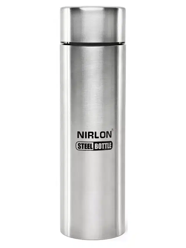 Nirlon Stainless Steel Single Wall Water Bottle, Silver, 1000 ml