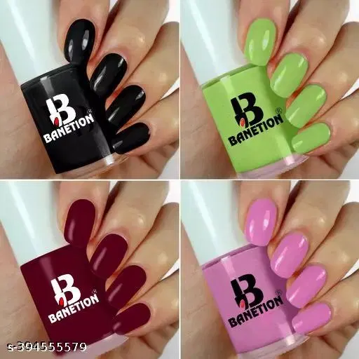 Banetion Matte Nail Polish, Multicolor, Pack of 4
