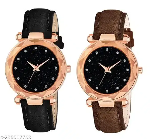 Analog Watch for Women, Pack of 2 (Multicolor)