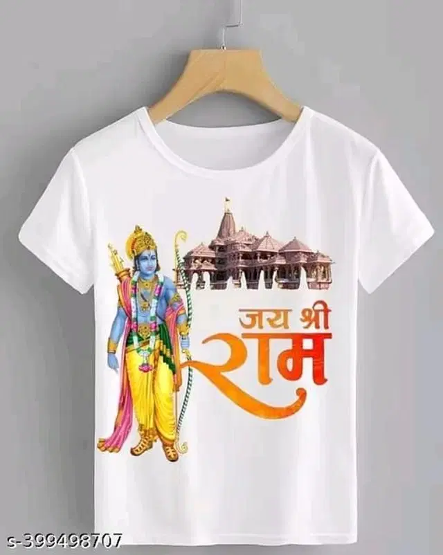 Polycotton Round Neck T-Shirt for Boys (White, 4-5 Years)