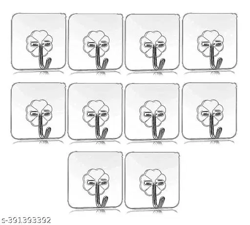 Amaze Weal 15 Pcs Self Adhesive Plastic Wall Hooks, Transparent, Set of 1