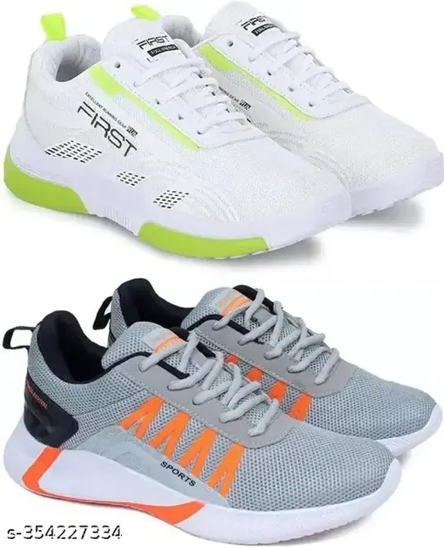Sports Shoes For Men, Pack Of 2, White & Grey_Orange (10)