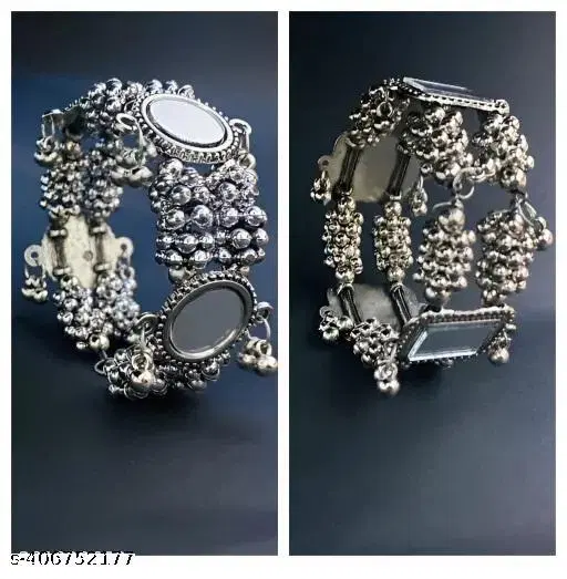 Combo of 2 oxidized silver mirror bracelets for women & girls
