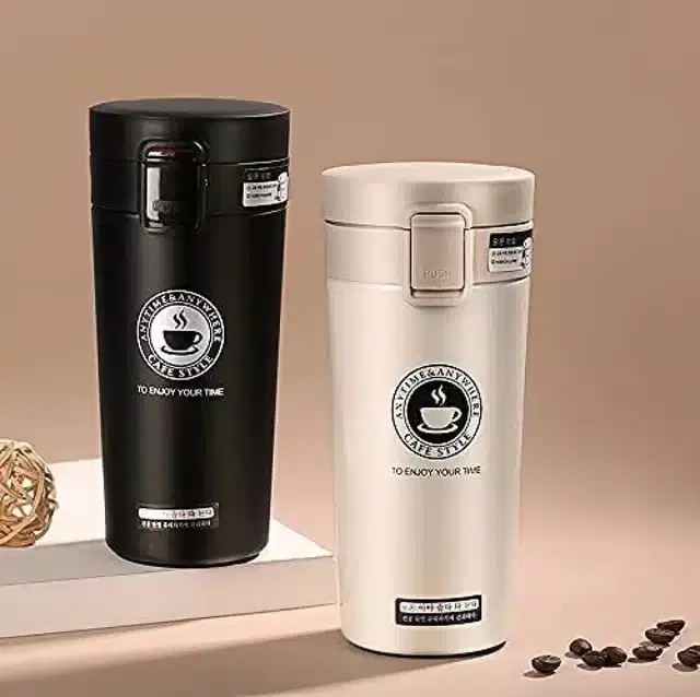 Portable Stainless Steel Vacuum Insulated Flask with Lid, Assorted, 400 ml