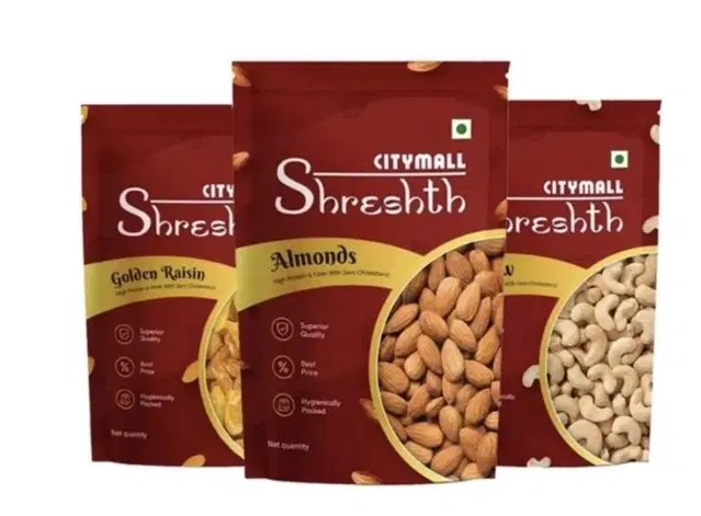 Citymall Shreshth Combo Pack (Almond + Cashew + Raisin) 3X200 g
