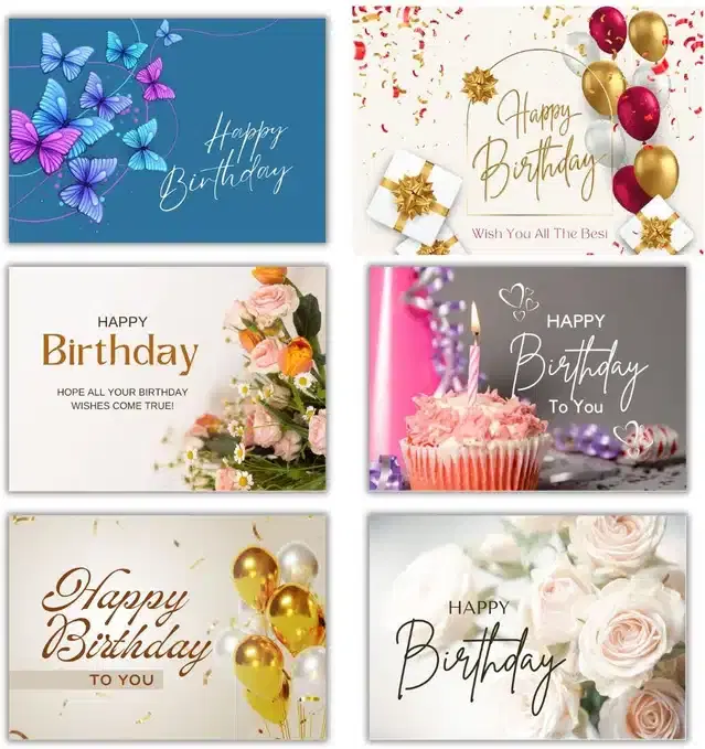 Birthday Greeting Cards Combo, Multicolor, Pack of 6