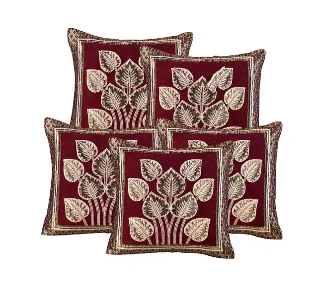 Premium Cotton Cushion Cover, 16x16 inch, Multicolor, Set of 5, A-29