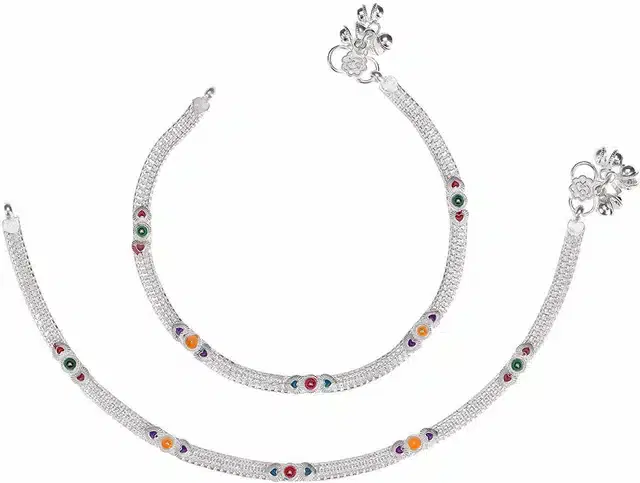 Designer Anklet for Women & Girls, Set of 1 (Silver)