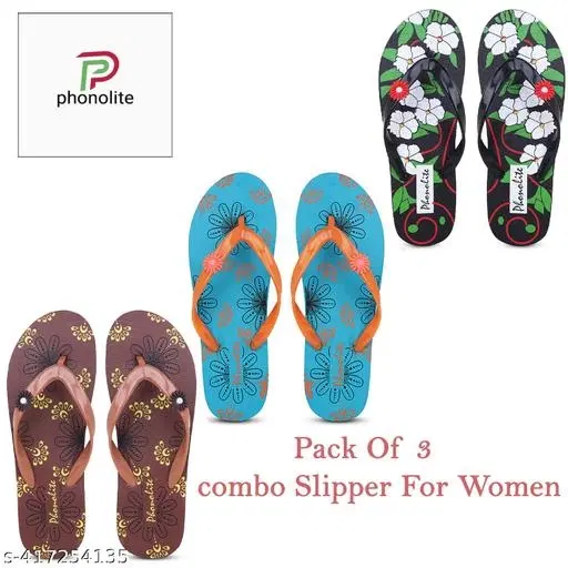 Slippers for Women, Multicolour, Pack of 3 (5)