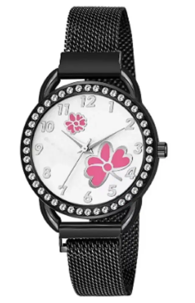 Analog Watch for Women & Girls (Black)