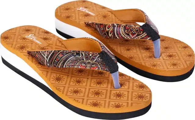 Flip Flops for Women (Tan, 4)