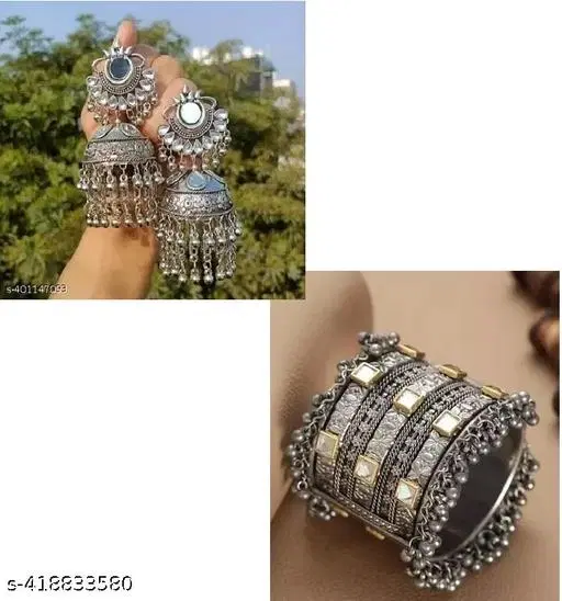 Combo Oxidised Bangle with earring