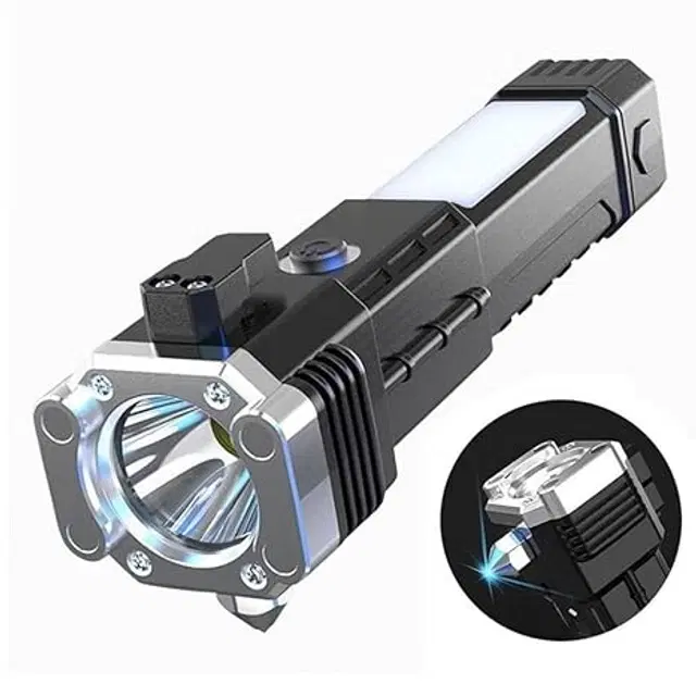 Rechargeable LED Hammer Torch, Black, 15 cm