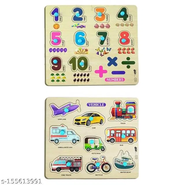 Wooden Puzzle for Kids, Multicolor, Pack of 2
