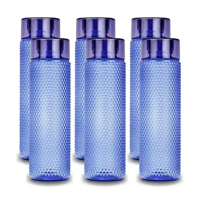 Airtight Plastic Water Bottle with Lid, Purple, 1000 ml, Pack of 6