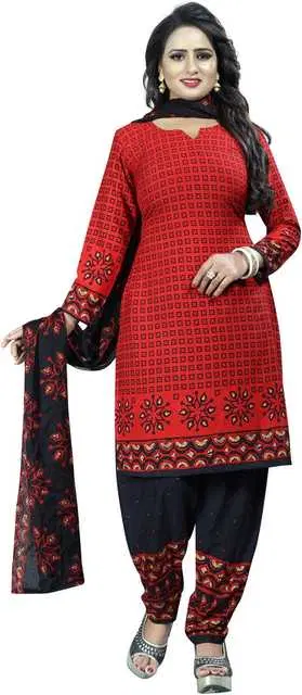Yashika Unstitched Crepe Salwar Suit Material (Red) (Y-392)