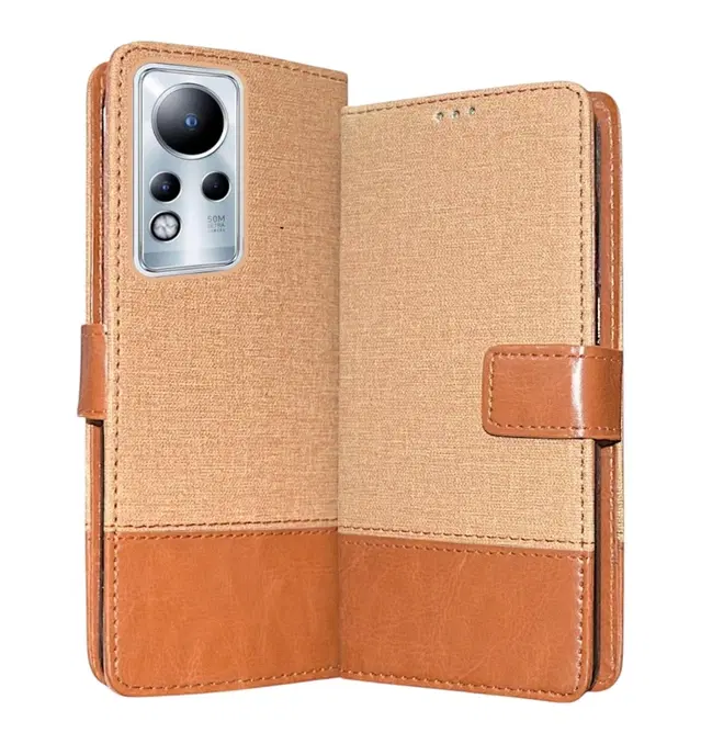 Artificial Leather Flip Cover For Infinix X677 / Note 12I, 4G, Brown