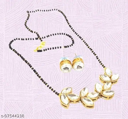 Alloy Mangalsutra With Earring for Women, White