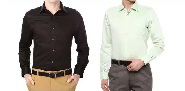 Exclusive Long Sleeves Shirt for Men, Pack of 2 (Black & Mint Green, XXL) (JME-264)