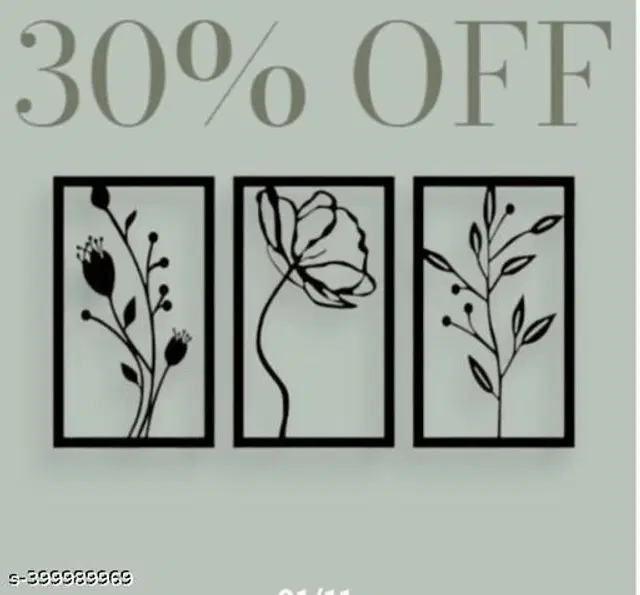 Wooden Wall Hanging Decor, Black, Pack of 3